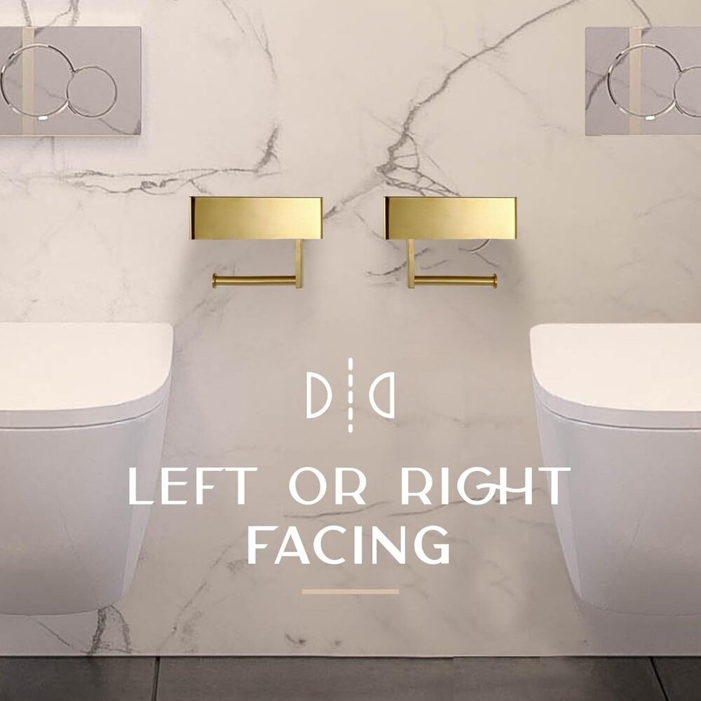 Day Moon Brushed Gold Toilet Paper Holder with Shelf, Wipe Holder for Bathroom F - Picture 8 of 8